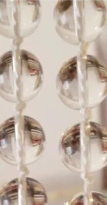 Handknotted 100% snow white heavy silk, 32 Clear Quartz drilled beads 12mm - Picture 1 of 7