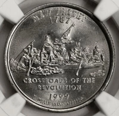 1999 NGC MS62 Multistruck New Jersey State Quarter Mint Error Extremely Rare - Image 1 of 4