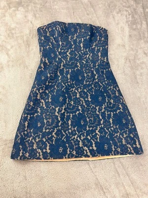 Keepsake этикетка каждый путь без бретелек мини расклешенный платье синий бирюзовый кружева ~ размер S - Изображение 1 из 4