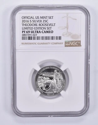 2016-S Quarter Silver Theodore Roosevelt Limited Edition Set PF69 NGC - Image 1 of 4