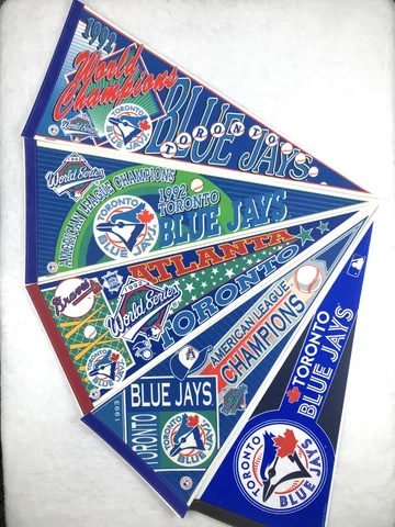 LOT OF 5 vintage TORONTO BLUE JAYS PENNANTS flag banner mlb baseball hip hop 90s Cover