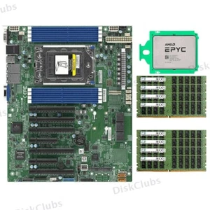 Supermicro H12SSL-i Mainboard + AMD EPYC 7702 CPU +8x 32GB 2666MHz RAM + Cooler - Afbeelding 1 van 9