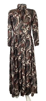 VTG 70s Metallic Hostess Dress Long  / Maxi Paisley 100 PARKHOUSE  SZ M - Image 1 of 4