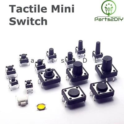 Micro Push Button Switch 4.3mm-12mm SPST Small Mini Momentary Tactile UK - Image 1 of 2