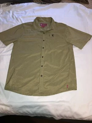 John M Browning Heritage Collection Men Button Shirt L Green Vented Lightweight - Image 1 of 4