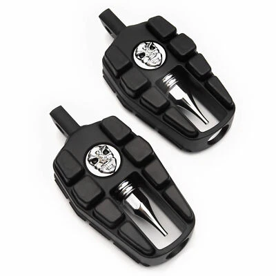 Clavijas de pie calavera negras para Harley Davidson FLST Heritage Softail 1986-2006 Foto 1 de 4