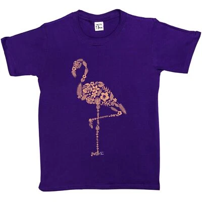 1Tee Kids Girls Flamingo Tropical Flowers T-Shirt