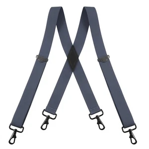 Buyless Fashion Suspenders for Men - 48" Adjustable 1 1/4" - X Back Black Hooks - Picture 1 of 119