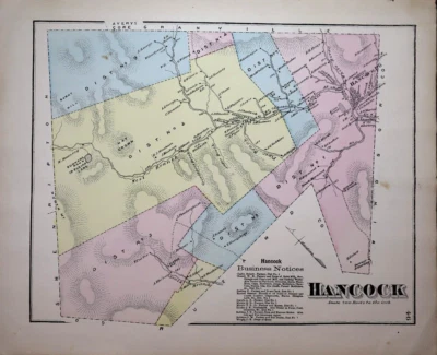 Antigo 1871 Plat Map HANCOCK Township, ADDISON County, VERMONT - Grátis S&H - Imagem 1 de 4