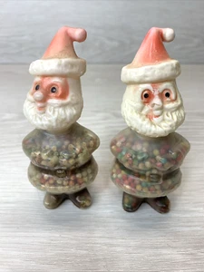 1970s Vintage E ROSEN Christmas SANTA Claus CANDY Containers Plastic Rosbro Pair - Picture 1 of 9