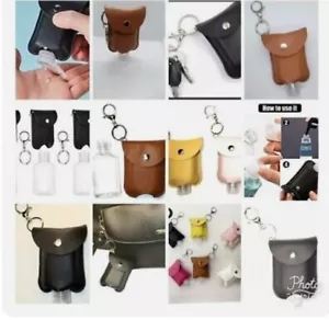 2Pcs Portable empty sanitizer refillable bottle with leather case keychain 60ml - Picture 1 of 8