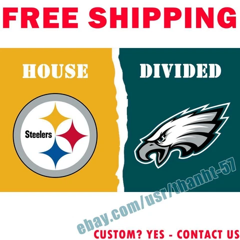Pittsburgh Steelers vs Philadelphia Eagles House Divided Flag Banner 3x5 ft NEW Cover