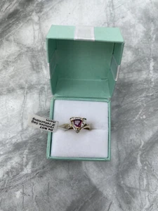 9ct Gold Ring Rhodolite Garnet & Diamond Not Scrap With Certifcate Size M1/2 - Picture 1 of 5