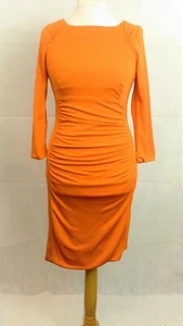 Karen Millen Orange Draped Pencil Dress Size 12 uk rrp £140 CR093 DD 07 - Picture 1 of 10