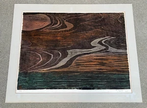 Modern, Maria Deguchi (1928-) "Composition Abstract" Original Woodcut Print 1969 - Picture 1 of 13