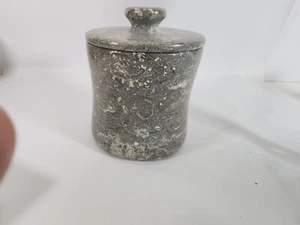 Creative Home Boulder Charcoal gray Marble Cotton Ball Holder - Picture 1 of 6