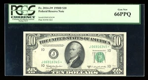 DBR 1950-D $10 FRN Kansas City STAR Fr. 2014-J* PCGS 66 PPQ Serial J06916345* - Picture 1 of 2