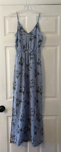 NWT H&M Divided Sheer Maxi Dress Floral Womens Sz 2, Spaghetti Strap Side Slits - Picture 1 of 8