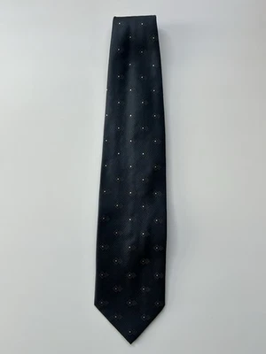 Corbata Hombre GIORGIO ARMANI 100% Seda ITALIA Diseñador Negra con LUNARES Blancos Foto 1 de 4
