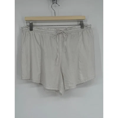 Pantalones Cortos Soma Mezcla Lino Cordón Cintura Crema Talla L Foto 1 de 4