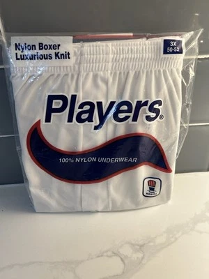 玩家复古男式白色尼龙平角短裤 3X 50-52 密封包装 — 第 1/3 张图片