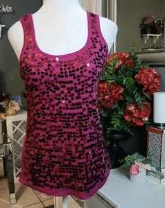 Canotta donna ombretto bordeaux con paillettes taglia small - Foto 1 di 6