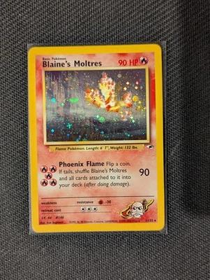 Blaine's Moltres 1/132 Gym Heroes Swirl Pokemon Tcg WOTC LP+  - Image 1 of 4