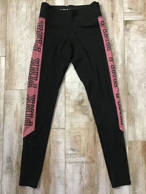 Leggings Pink Victorias Secret Negro Ultimate con malla y ribete con logotipo rosa-XS Foto 1 de 4