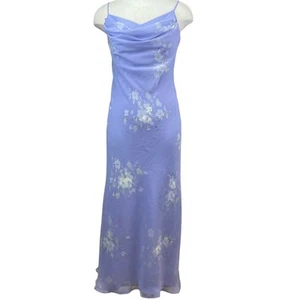 Vintage 90s CHELSEA NITES Purple Floral Chiffon Prom Dress (6) Rhinestone Fairy - Picture 1 of 8