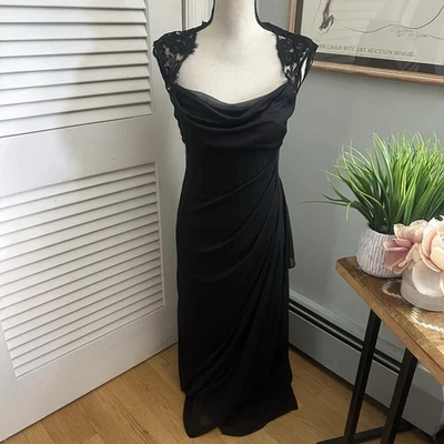 Vestido XSCAPE Mujer 6P Negro Maxi Funda Encaje Hombro Retro Y2K Bruja Gótica Foto 1 de 4