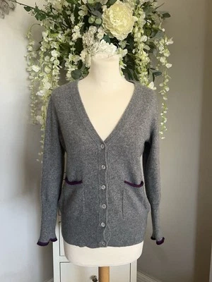 Cárdigan Fenn Wright Manson cuello en V 100 % cachemir tejido con cable pequeño Reino Unido 8 Foto 1 de 3