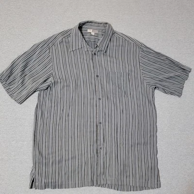 Camisa Joe Joseph Abboud Para Hombre XL Manga Corta Abotonada Gris Blanco Rayas Foto 1 de 4