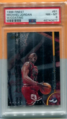 MICHAEL JORDAN CHICAGO BULLS 1998 TOPPS NBA FINEST #81 PSA 8 BASKETBALL CARD - Image 1 of 2