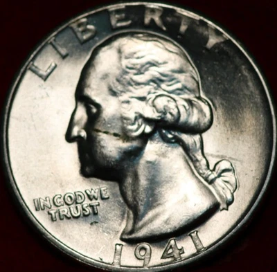 Uncirculated 1941-D Denver Mint Silver Washington Quarter - Image 1 of 2
