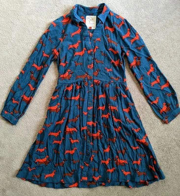 ANTHROPOLOGIE платье размер 4 синий 33 из 52 разговоров таксы Wiener собаки печати - Изображение 1 из 4