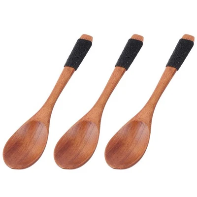 Kitchen Cooking Wood Salt Candy  Holder Spoon Brown 15cm 3pcs - Image 1 of 4