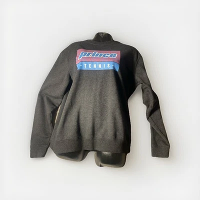 Prince Tennis Sweatshirt Charcoal Pink Blue Womens Large - Image 1 of 4