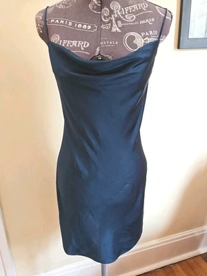 Vestido Fleur Du Mal 100% seda pequeno azul-petróleo  - Imagem 1 de 4