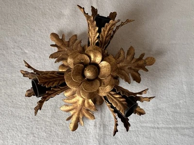 Florentiner Deckenleuchte Hollywood Regency Blätter Firenze Vintage 60er Lampe - Bild 1 von 4