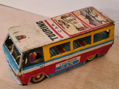 Ancien jouet en tôle à friction " Touring car mini bus " - Photo 1/4
