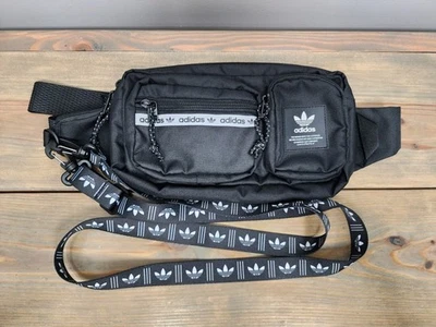 Adidas Sling Bag Crossbody Polyester Black/White Zippered  - Image 1 of 4