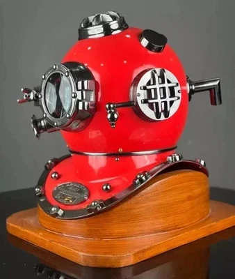 Casco de buceo Red Mark V Deep Scuba 18" tamaño completo antiguo de latón de la Marina de los Estados Unidos Foto 1 de 4