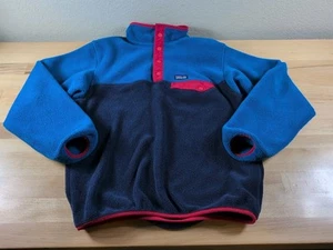 Patagonia Synchilla Kids Size XL (14) Blue/Red 1/4 Snap Pullover Sweatshirt - Picture 1 of 7