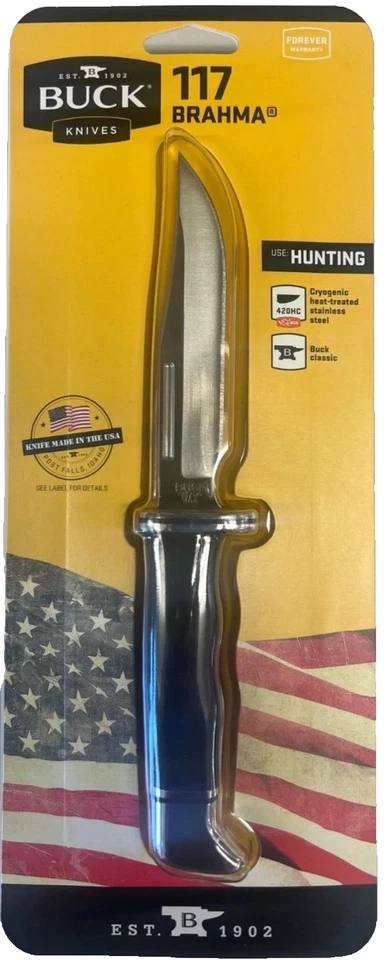 Cuchillo de hoja fija Buck 117 Brahma mango fenólico negro con funda 0117BKS-C Foto 1 de 1