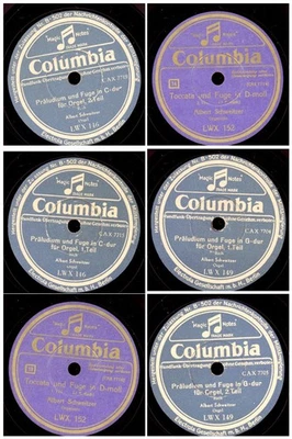 3x ALBERT SCHWEITZER spielt Orgel, Werke von Bach,   Schellackplatte 78RPM GS200 - Bild 1 von 4