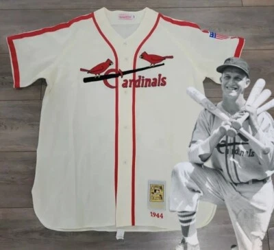  VINTAGE AUTHENTIC STAN MUSIAL CARDINALS JERSEY 48 MITCHELL NESS  FLANNEL - Image 1 of 4