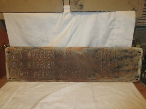 Very Old R. A. Wheeler Embossed Painted Metal Lease Sign - Picture 1 of 9