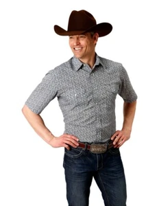 Roper Western Shirt Mens S/S Standard Yokes Blue 01-002-0019-3060 BU - Picture 1 of 2