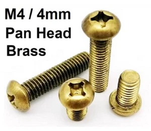 M4 / 4mm Thread Pan Head Bronze Colour Brass Machine Screws Phillips Cross T94 - Picture 1 of 5