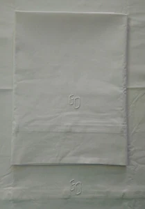 2x Funda Almohada Antigua Funda para Cojín Blanco Algodón Monograma 73x81 cm - Imagen 1 de 12